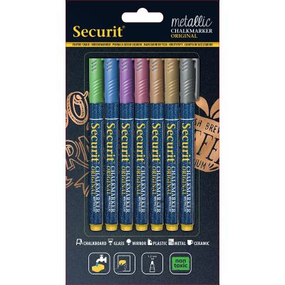 Kreda Marker Securit blister 1/7 metalik 1-2mm