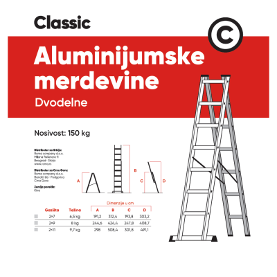 Classic - Aluminijumske merdevine 2x10